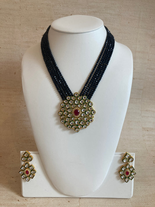 Neetu Long Mala Beaded Necklace Set (ST127) Black