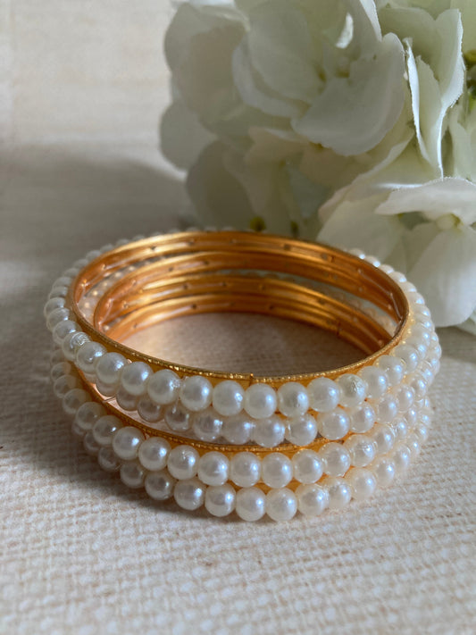 Indian Gold Plated Pearl Bangle Set 2.6 (ST932)