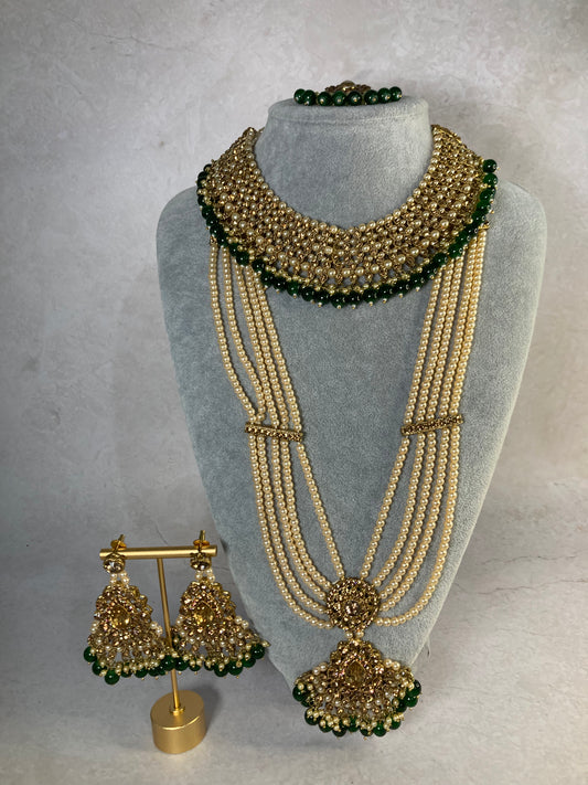 Riyasat Meenakari Kundan Pearl Set (ST128) (Emerald)