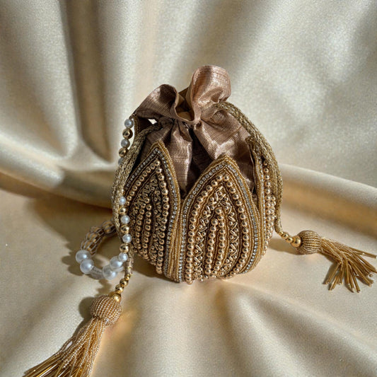 Kudrat (Beaded Potli Bag) (Gold) (ST1127)