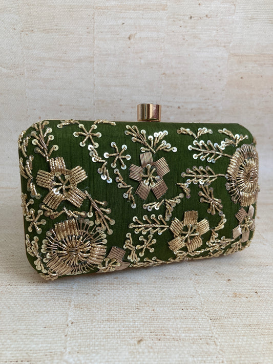 Hema Rectangular Clutch (Moss Green) (ST958)