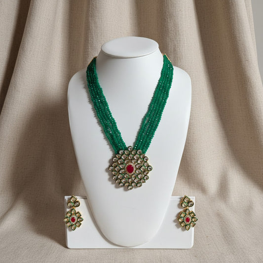 Neetu Long Beaded Mala Necklace (ST127) (Green)