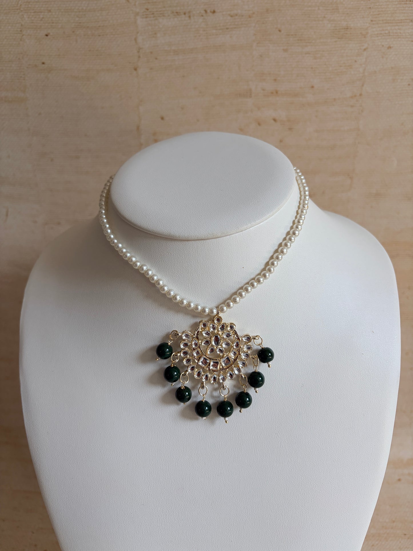 Naima 18K Gold Plated Kundan Pearl Jewellery Set (ST755) (Green)