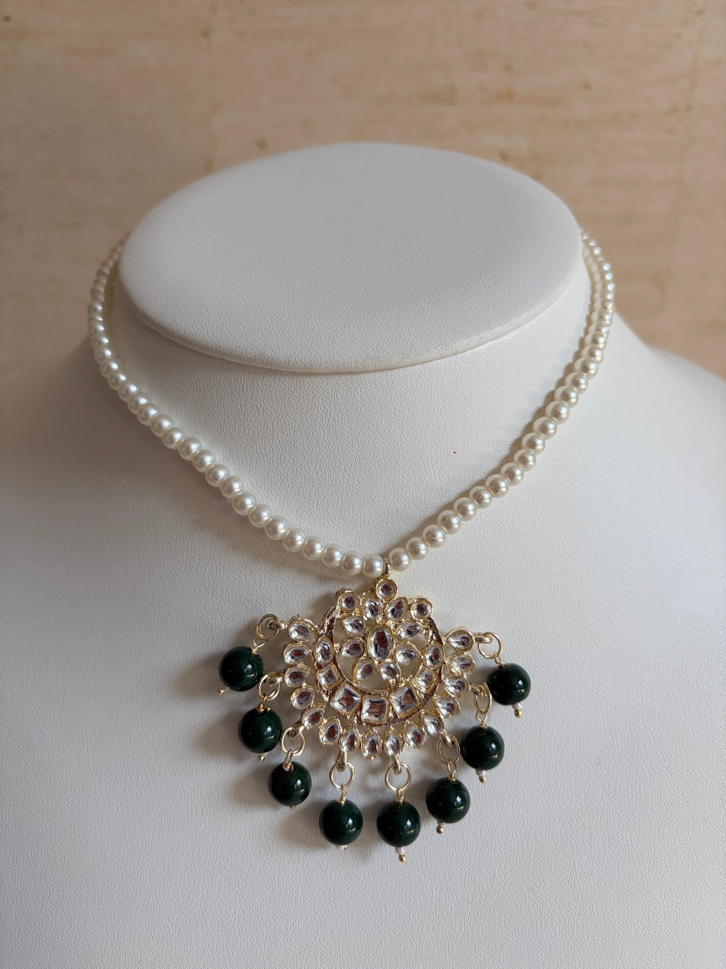 Naima 18K Gold Plated Kundan Pearl Jewellery Set (ST755) (Green)