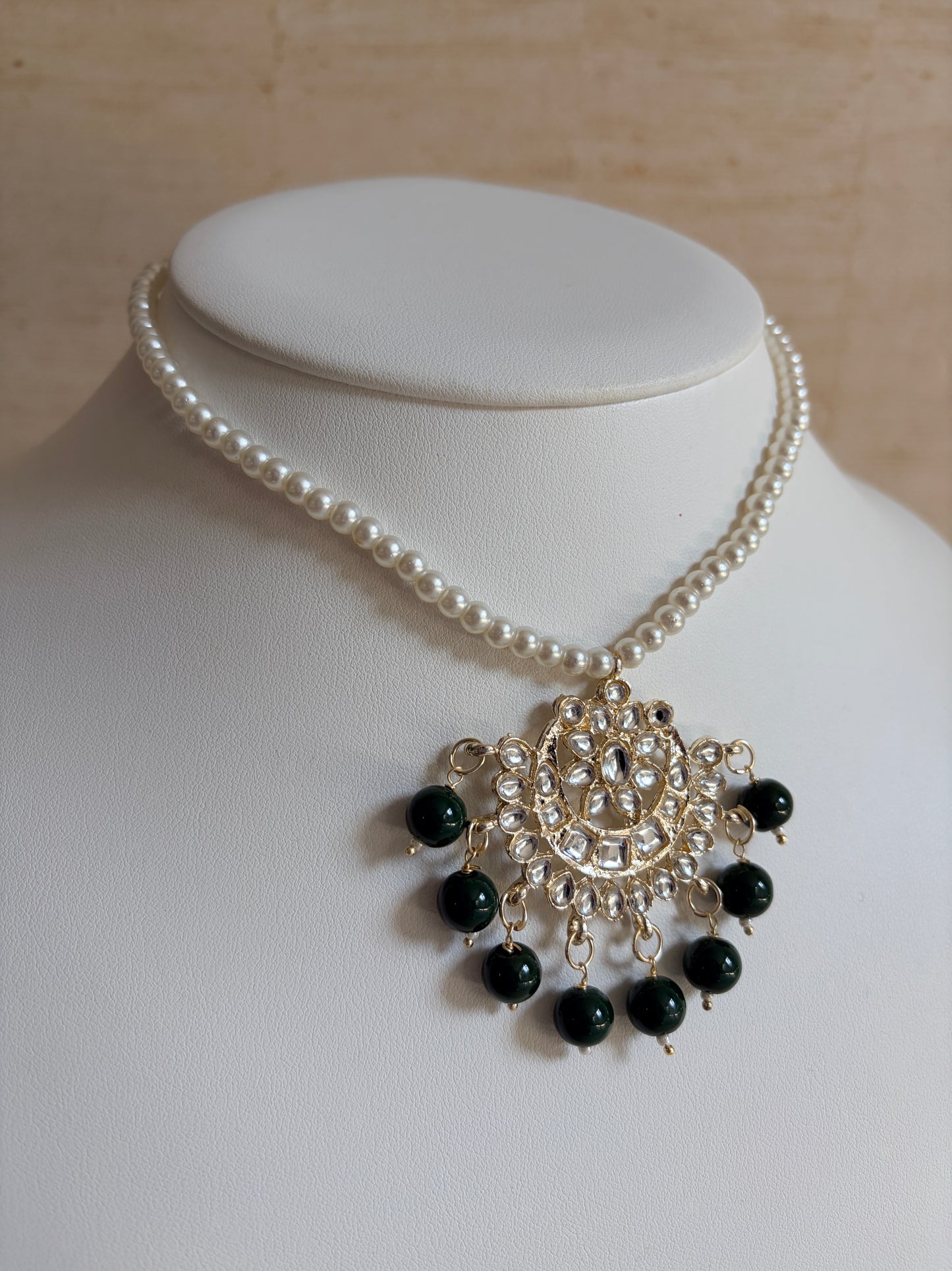 Naima 18K Gold Plated Kundan Pearl Jewellery Set (ST755) (Green)