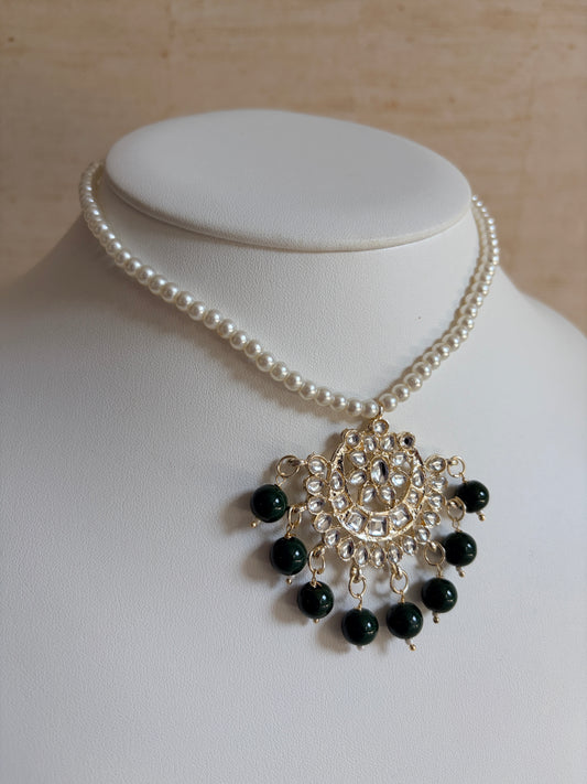 Naima 18K Gold Plated Kundan Pearl Jewellery Set (ST755) (Green)