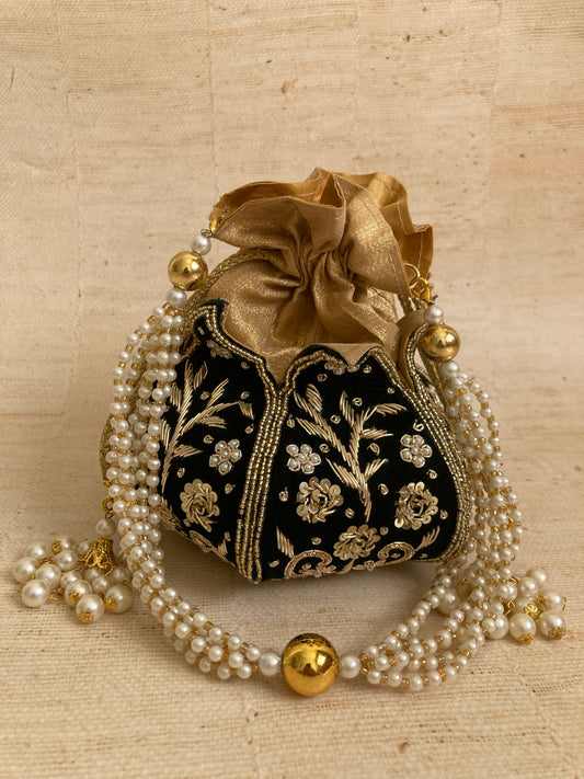 Anju (Potli Bag) (Velvet Emerald Green) (ST269)