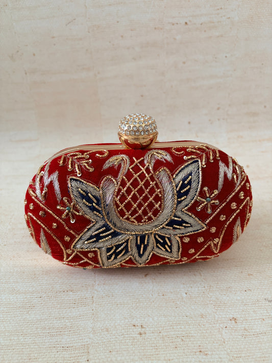 Morni Red Oval Clutch (ST1138)