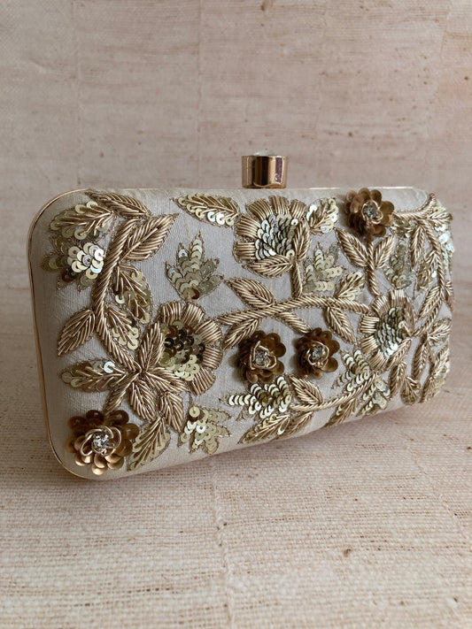 Aafia (Rectangular Clutch)(Off White) (ST857)