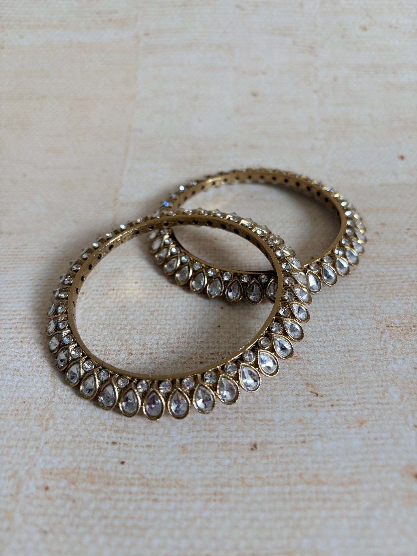 Myra Pair Of Gold Pearl Kundan Bangles 2.8 (ST1145)
