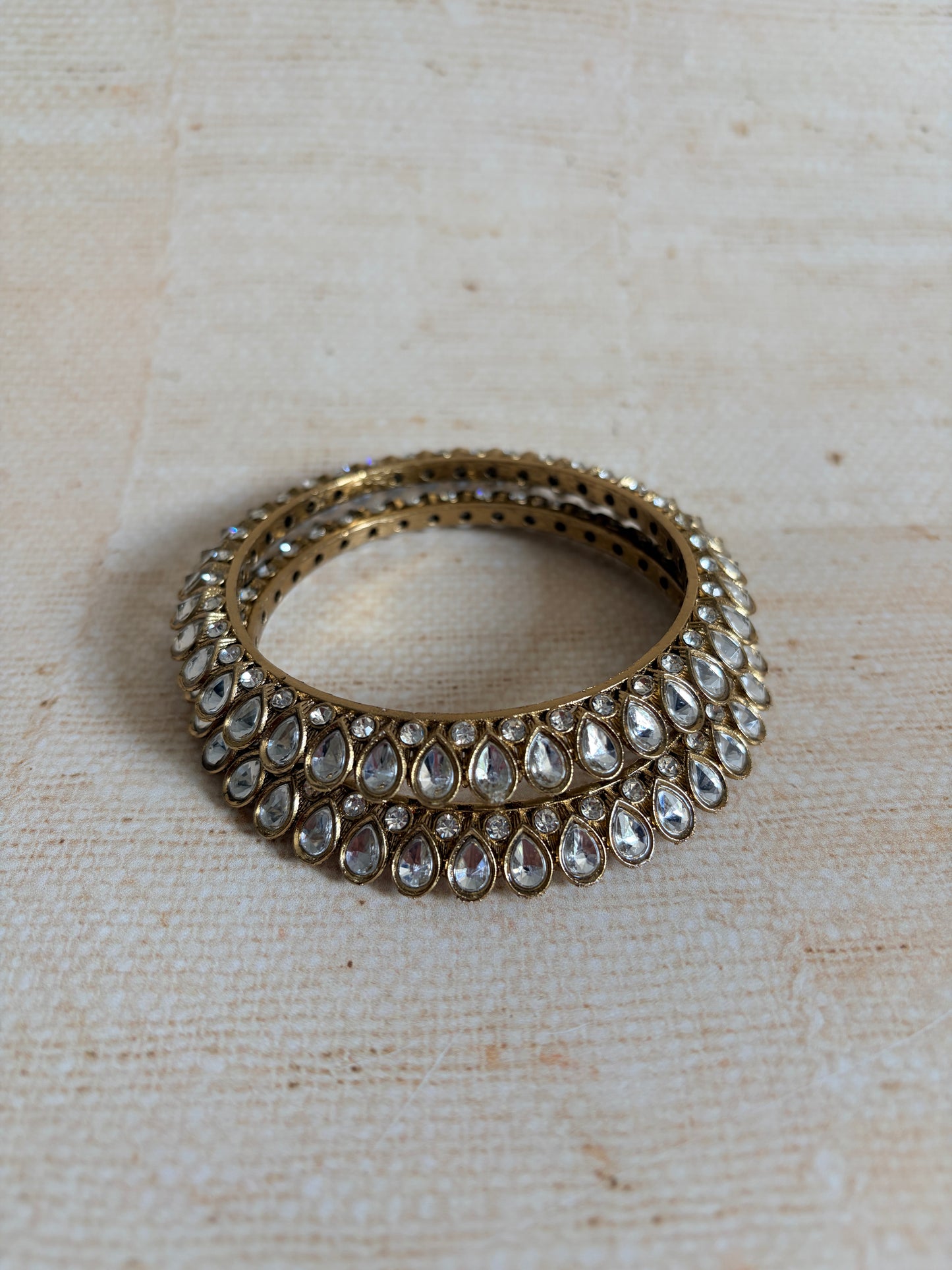 Myra Pair Of Gold Pearl Kundan Bangles 2.8 (ST1145)
