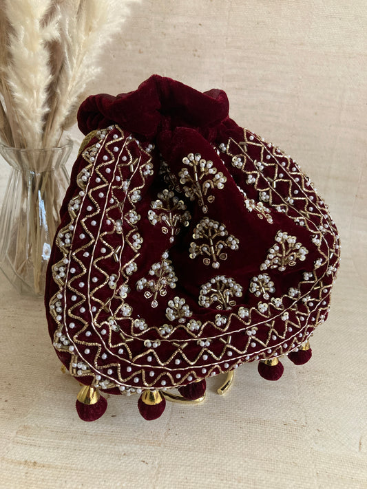 Maroon Potli Bag