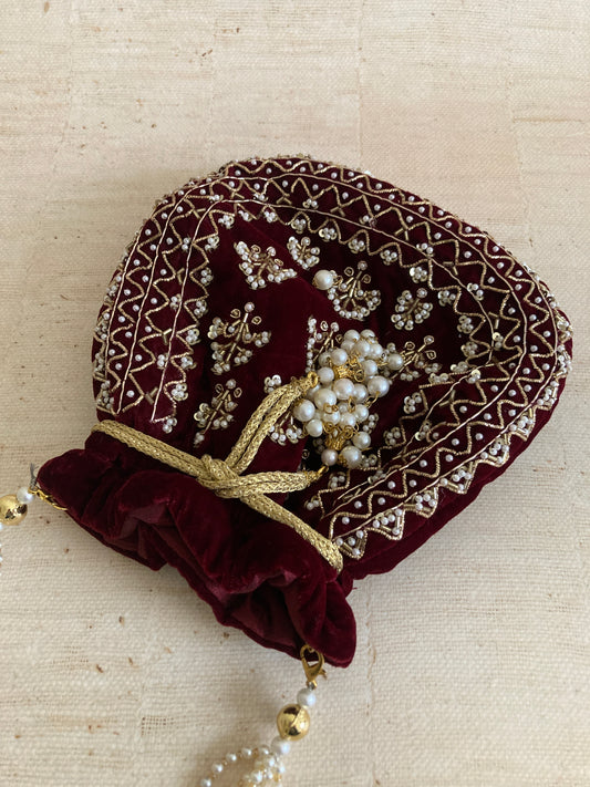 Maroon Potli Bag