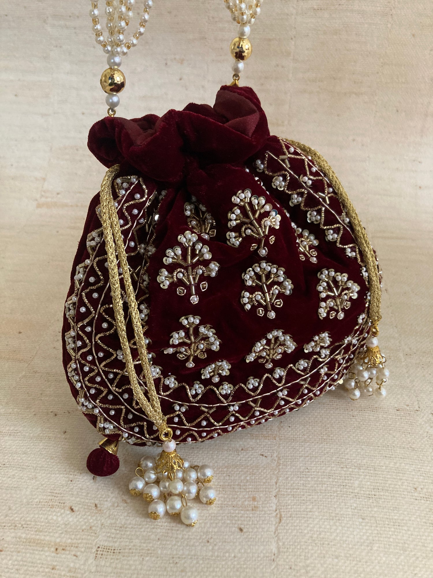 Maroon Potli Bag