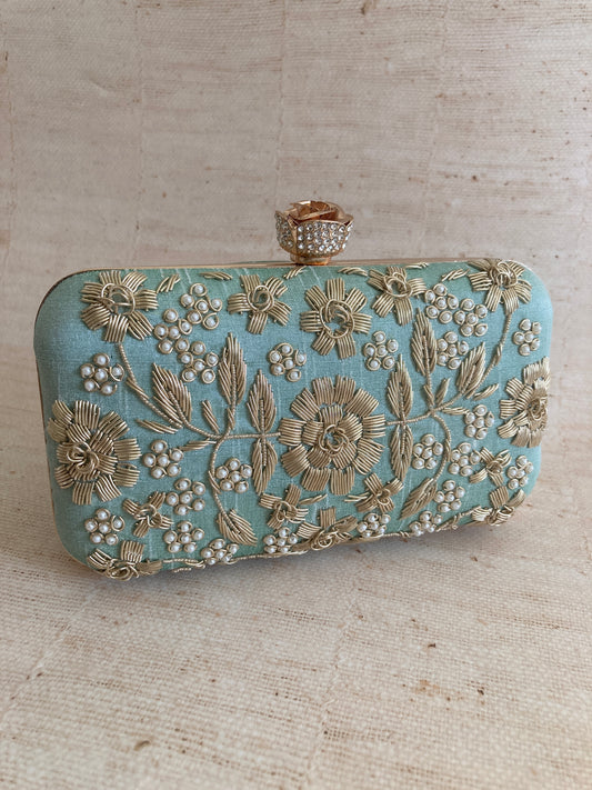 Alina (Rectangular Clutch) (Mint Green) (ST859)
