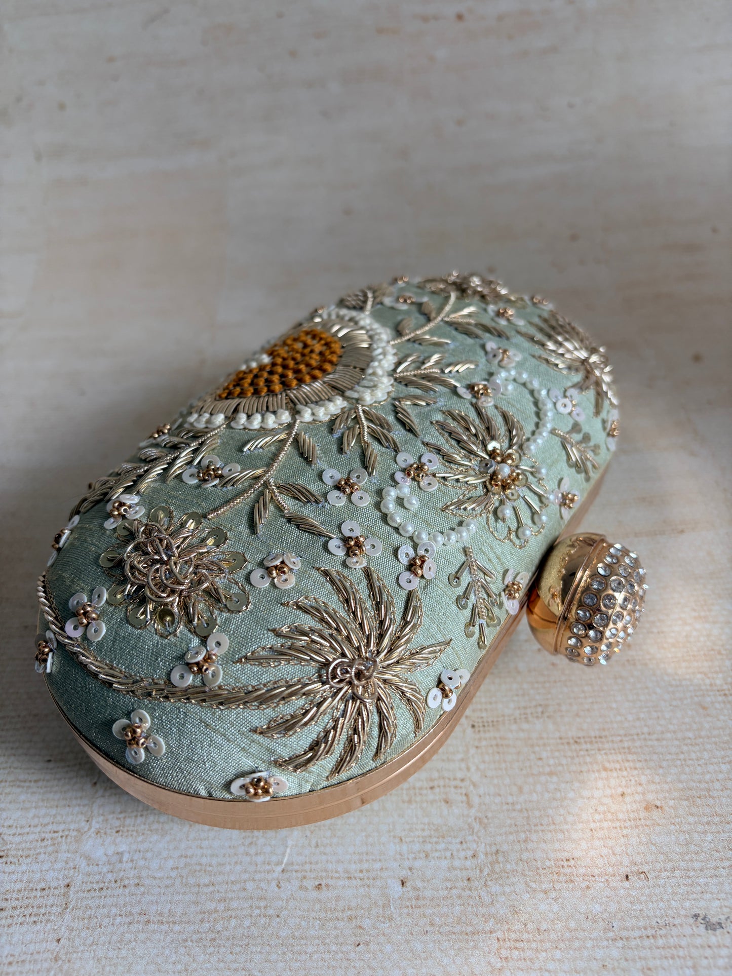 Emily Oval Green Clutch (ST1160)
