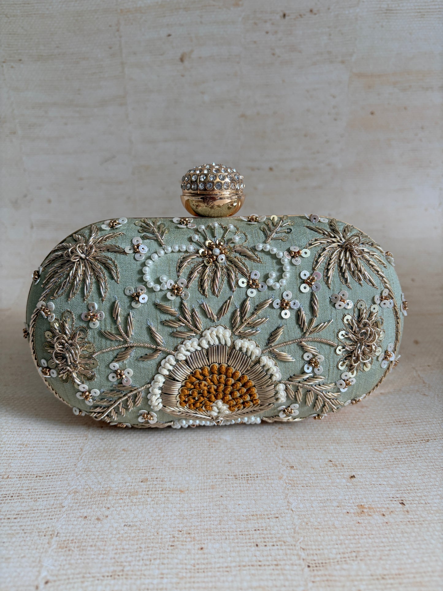 Emily Oval Green Clutch (ST1160)