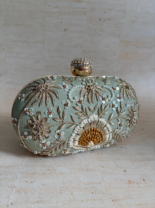 Emily Oval Green Clutch (ST1160)