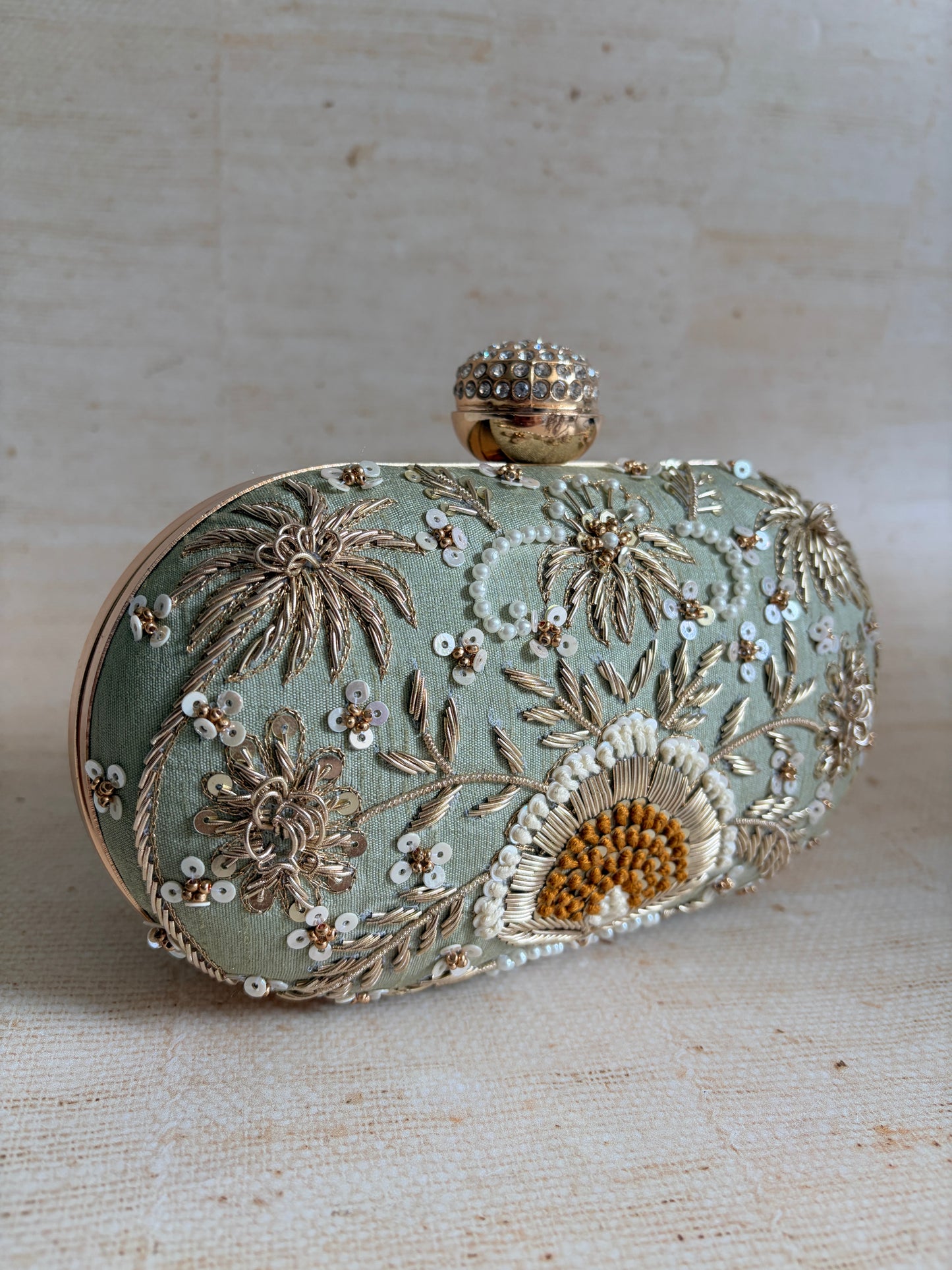 Emily Oval Green Clutch (ST1160)