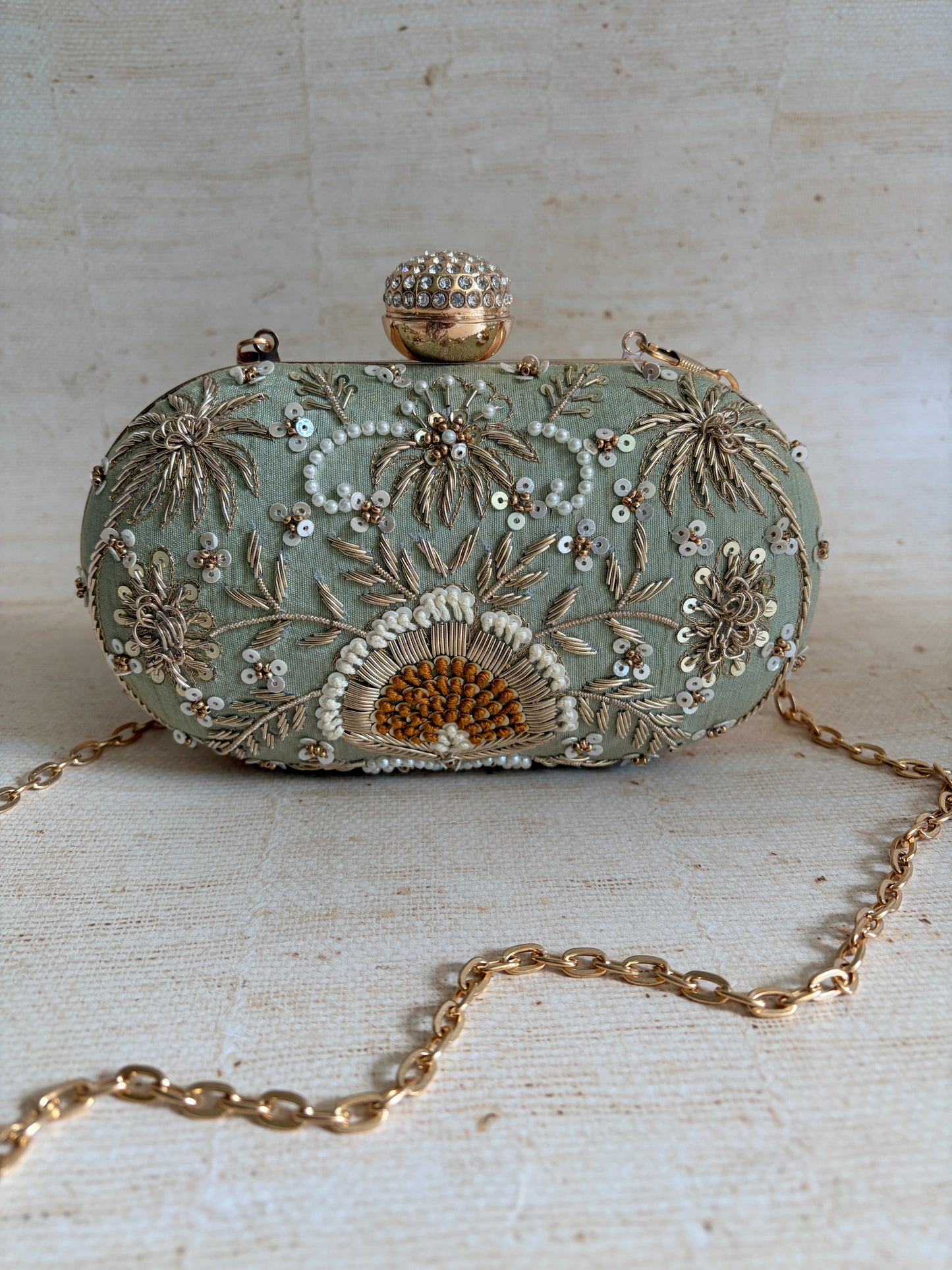 Emily Oval Green Clutch (ST1160)
