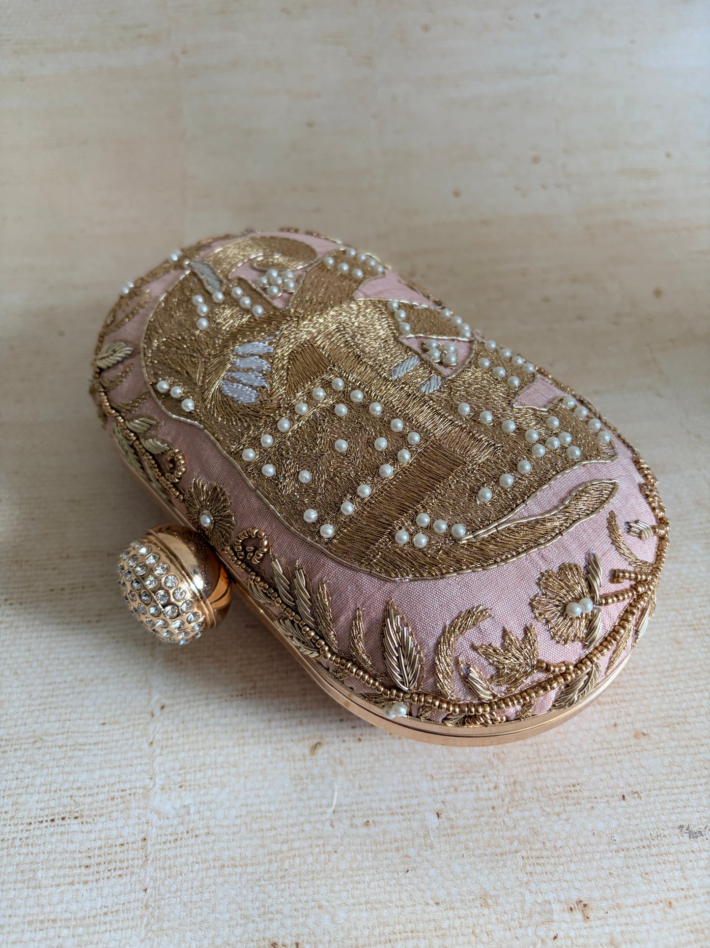 Elephant Oval Pink Clutch (ST1158)
