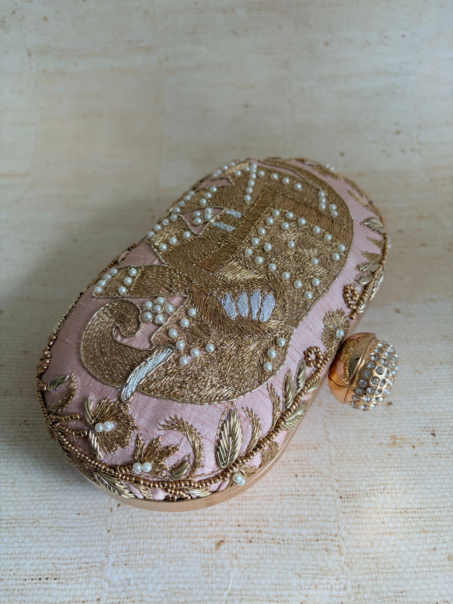 Elephant Oval Pink Clutch (ST1158)
