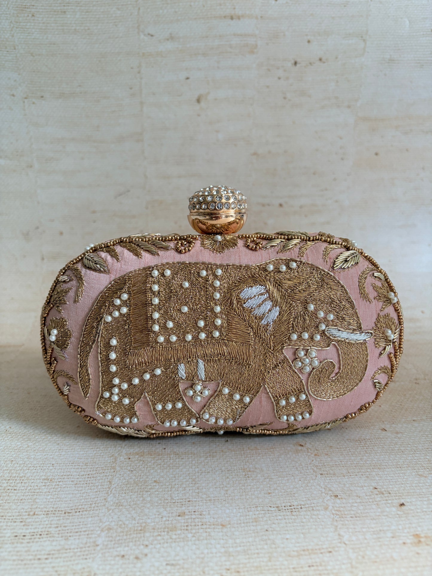 Elephant Oval Pink Clutch (ST1158)