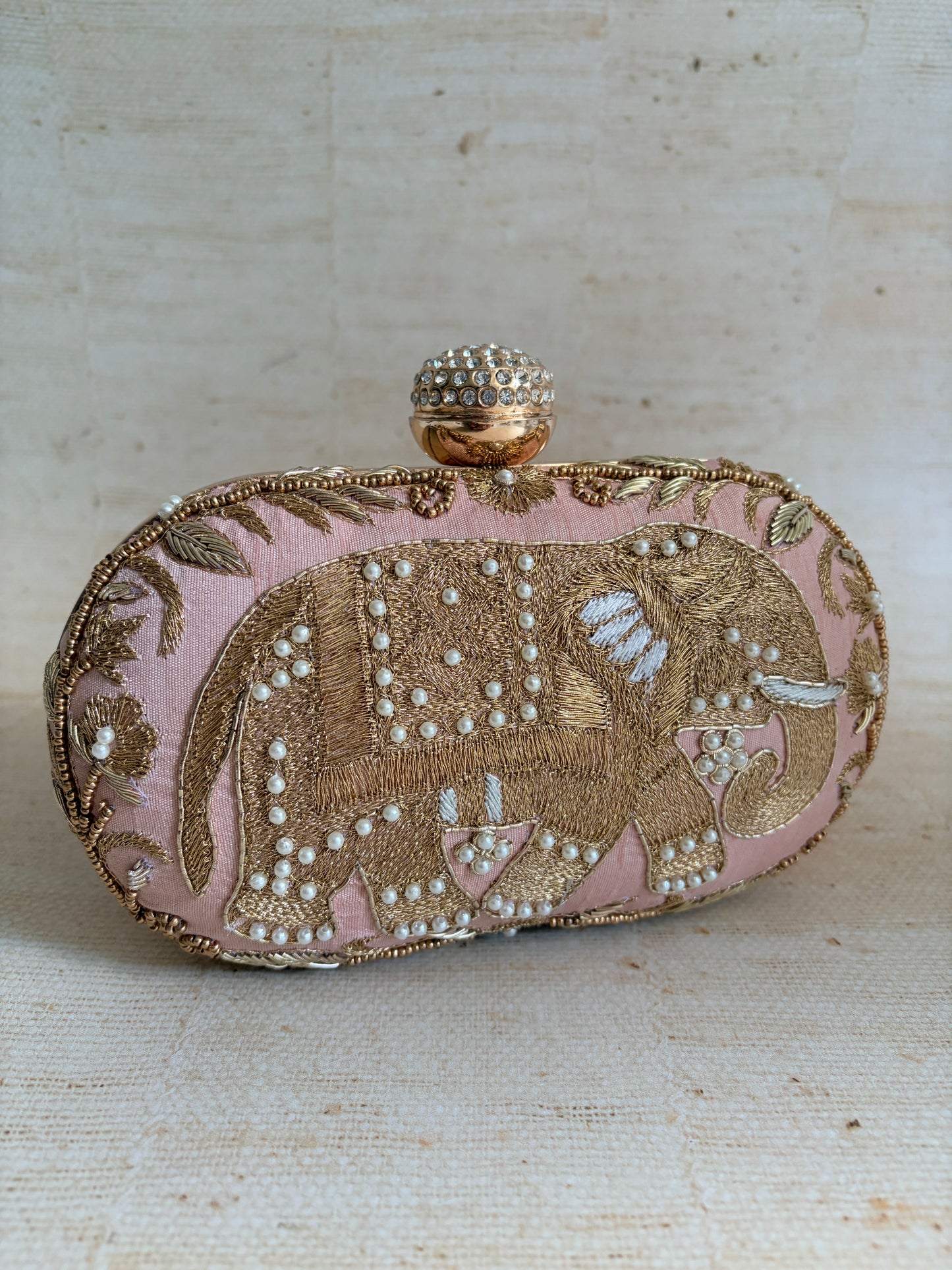Elephant Oval Pink Clutch (ST1158)