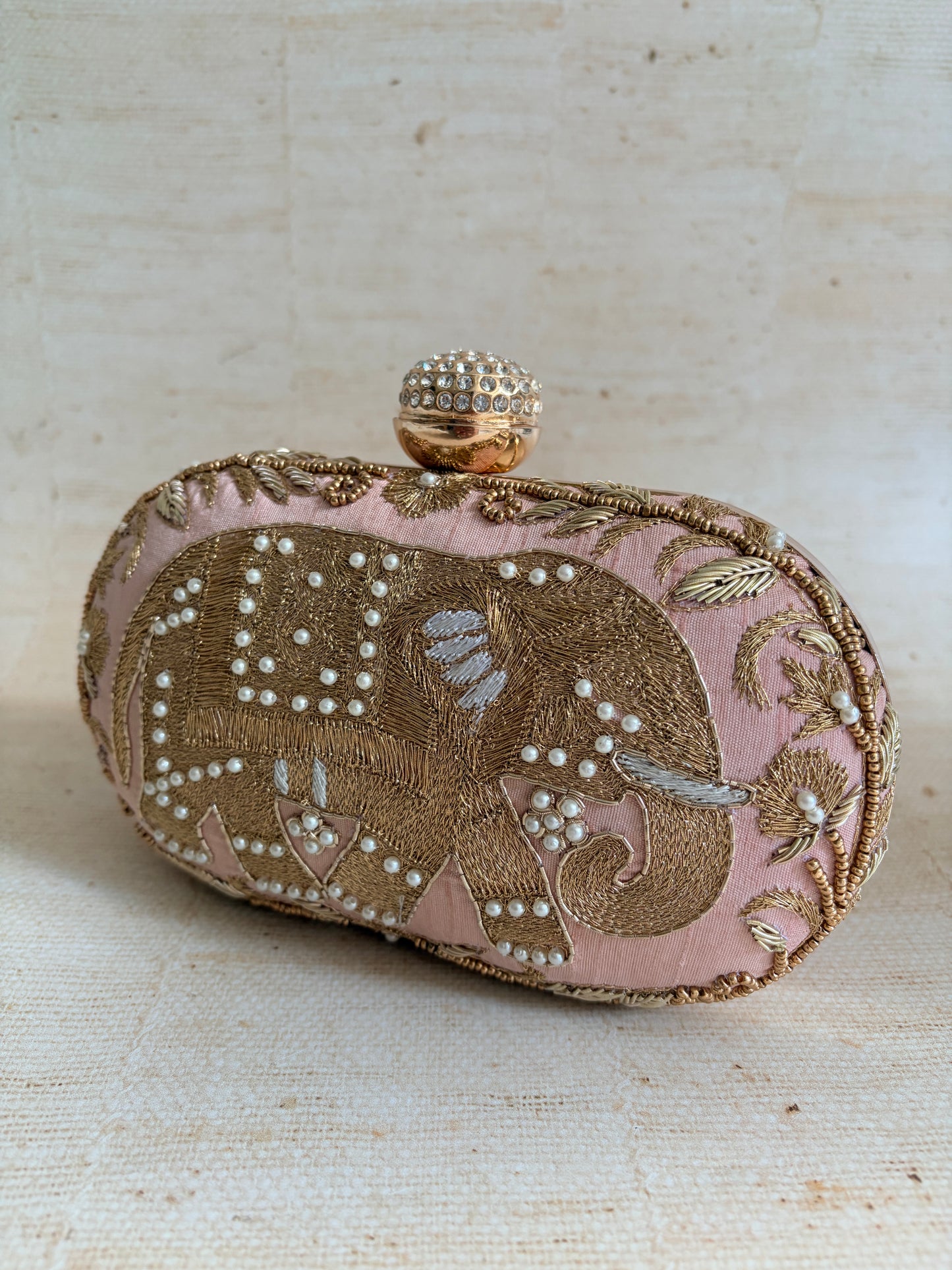 Elephant Oval Pink Clutch (ST1158)