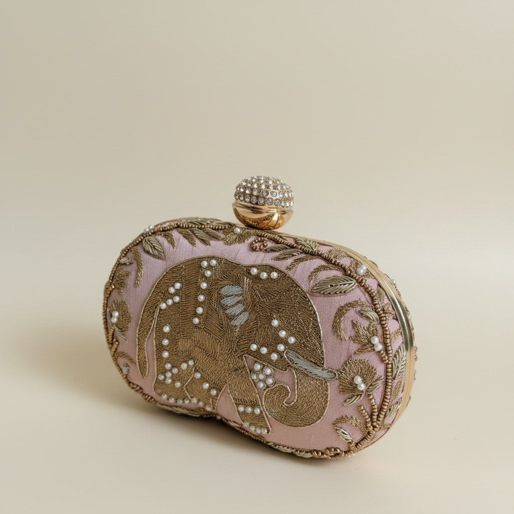 Elephant Oval Pink Clutch (ST1158)