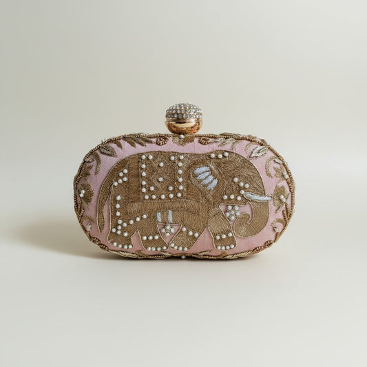 Elephant Oval Pink Clutch (ST1158)