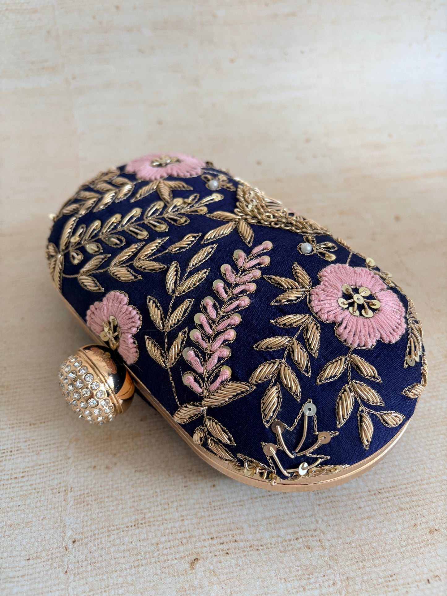 Valarie Oval Navy Clutch (ST1163)