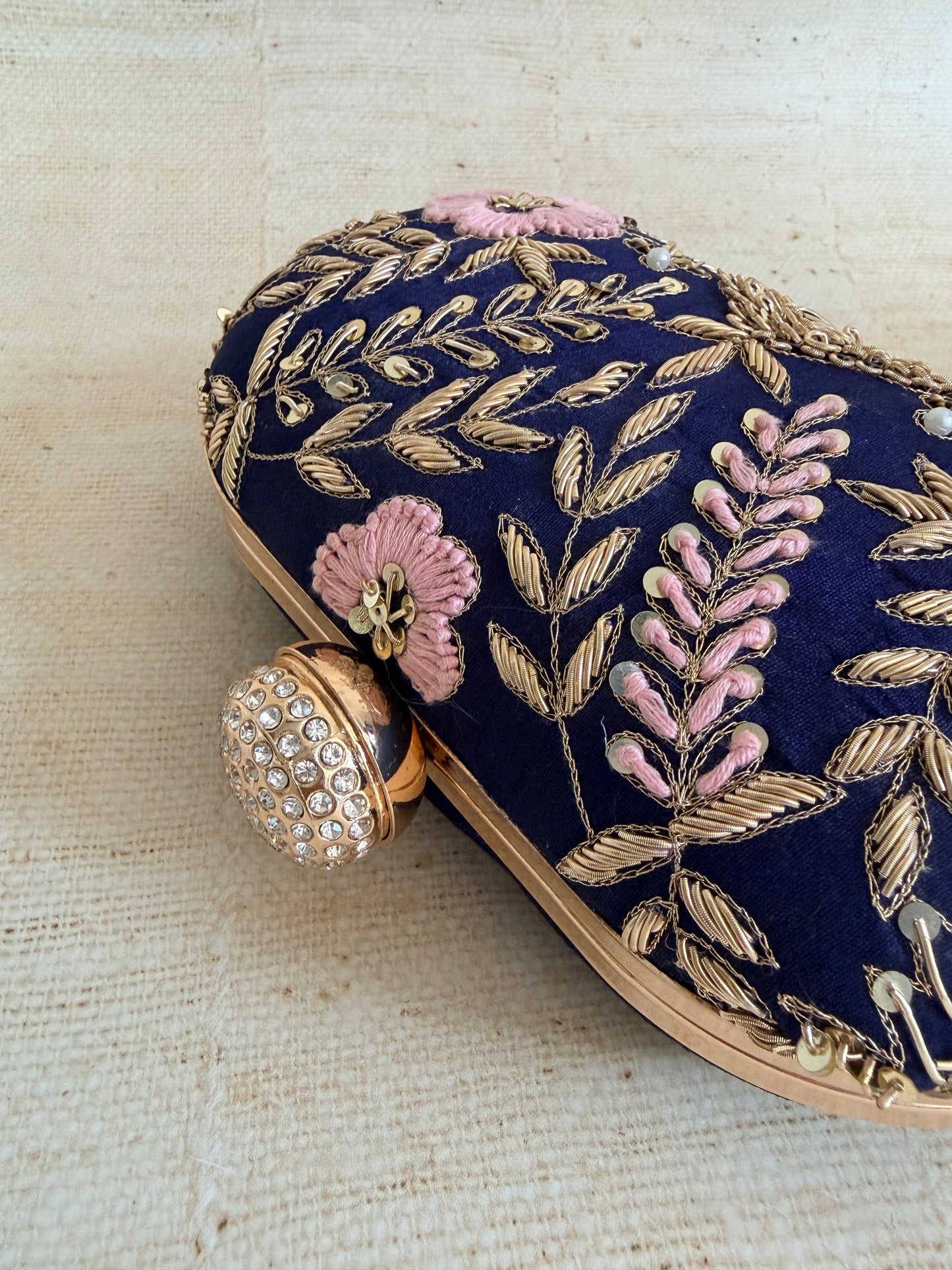 Valarie Oval Navy Clutch (ST1163)