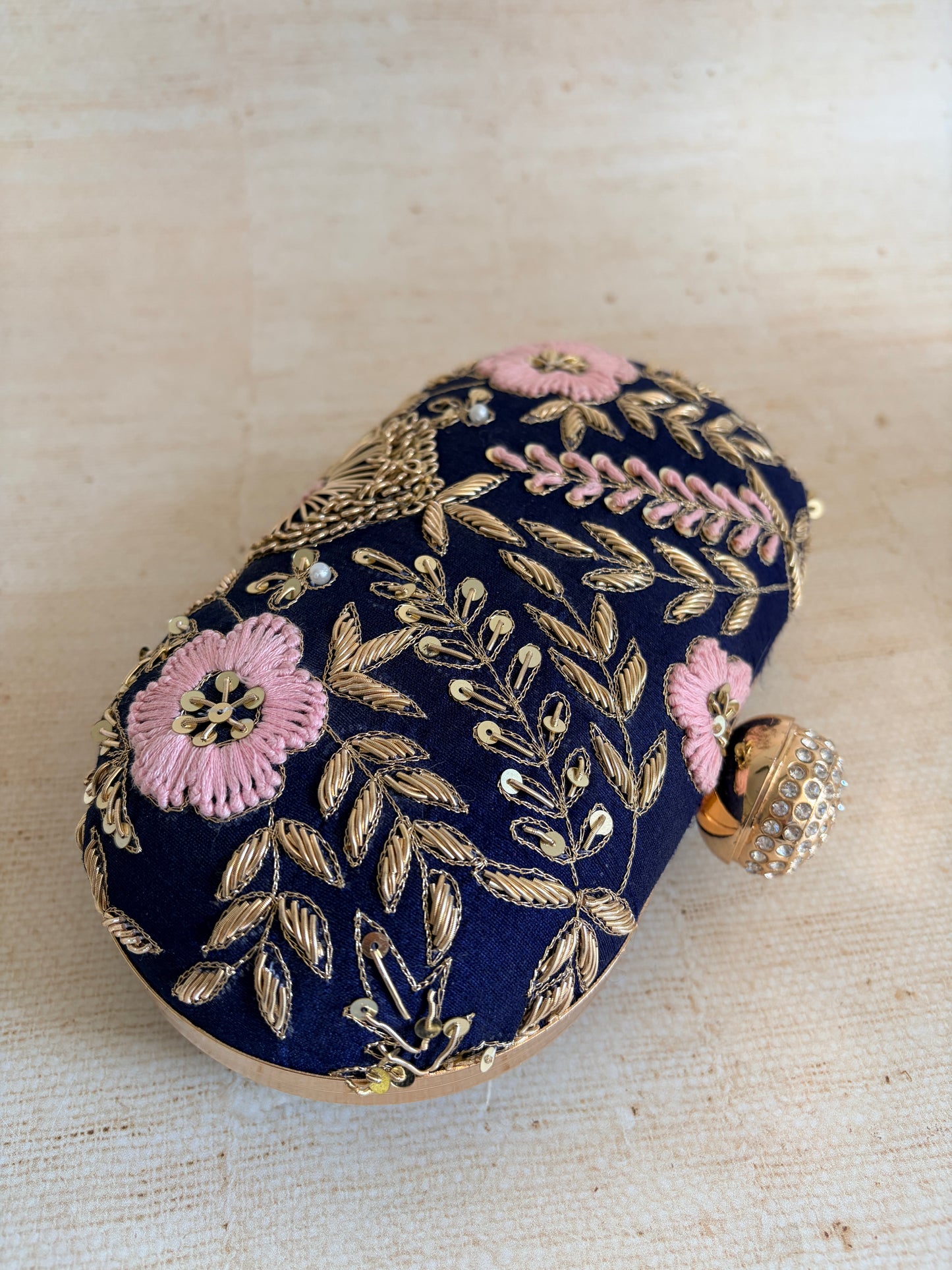 Valarie Oval Navy Clutch (ST1163)