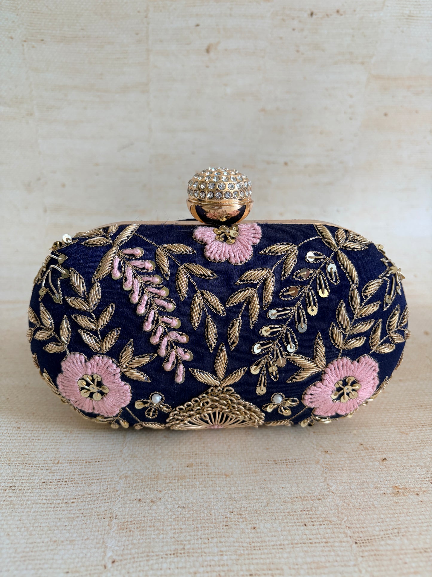 Valarie Oval Navy Clutch (ST1163)