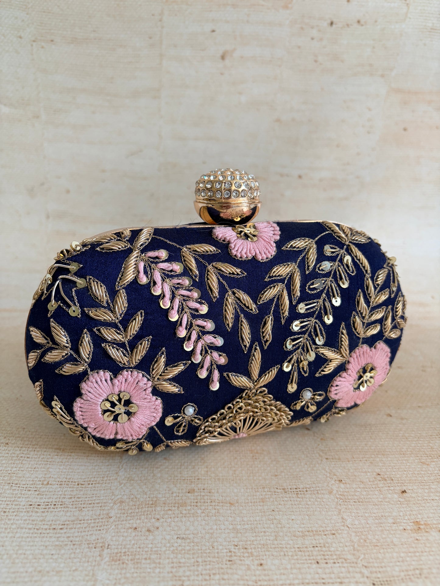 Valarie Oval Navy Clutch (ST1163)