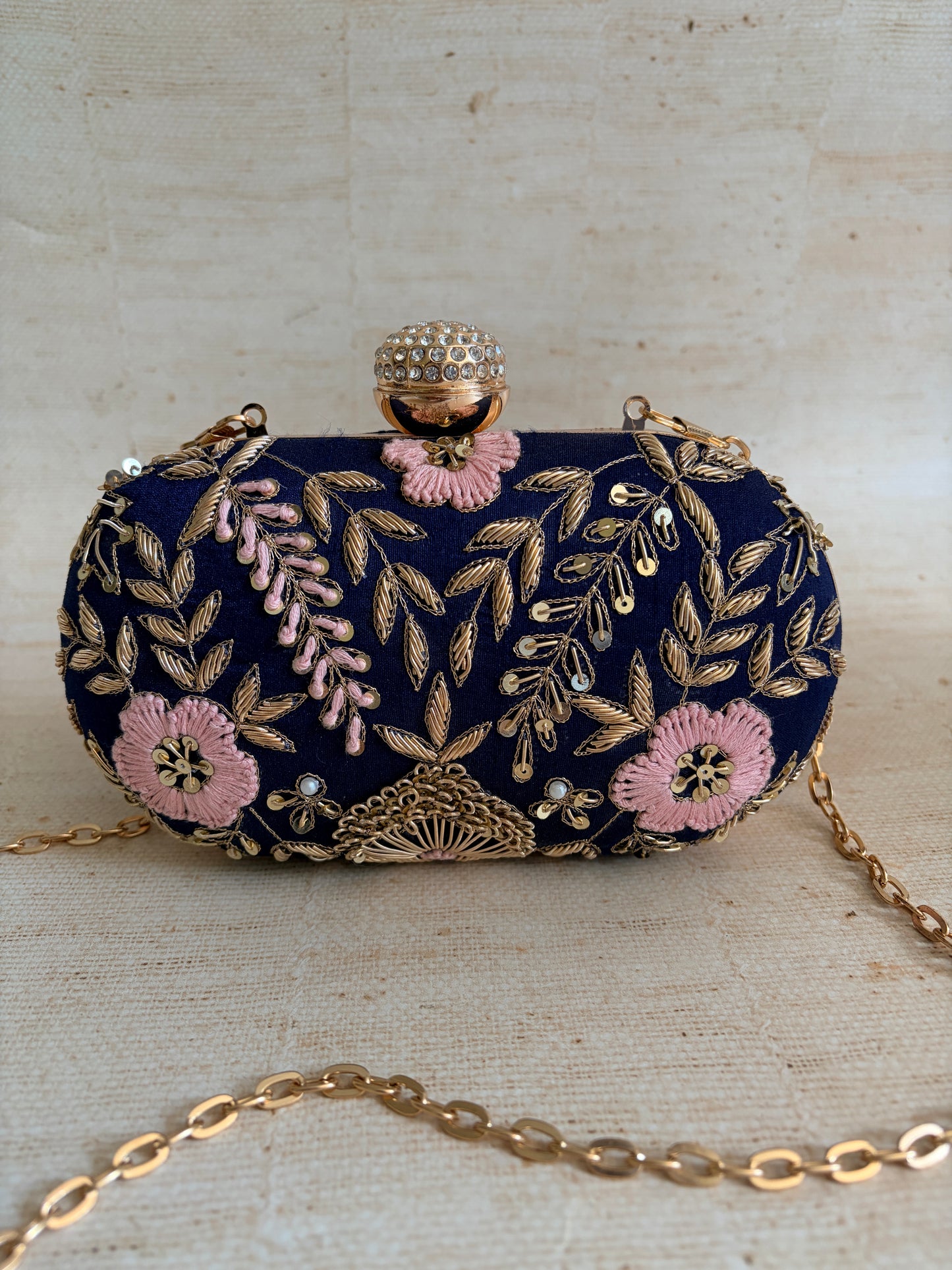 Valarie Oval Navy Clutch (ST1163)