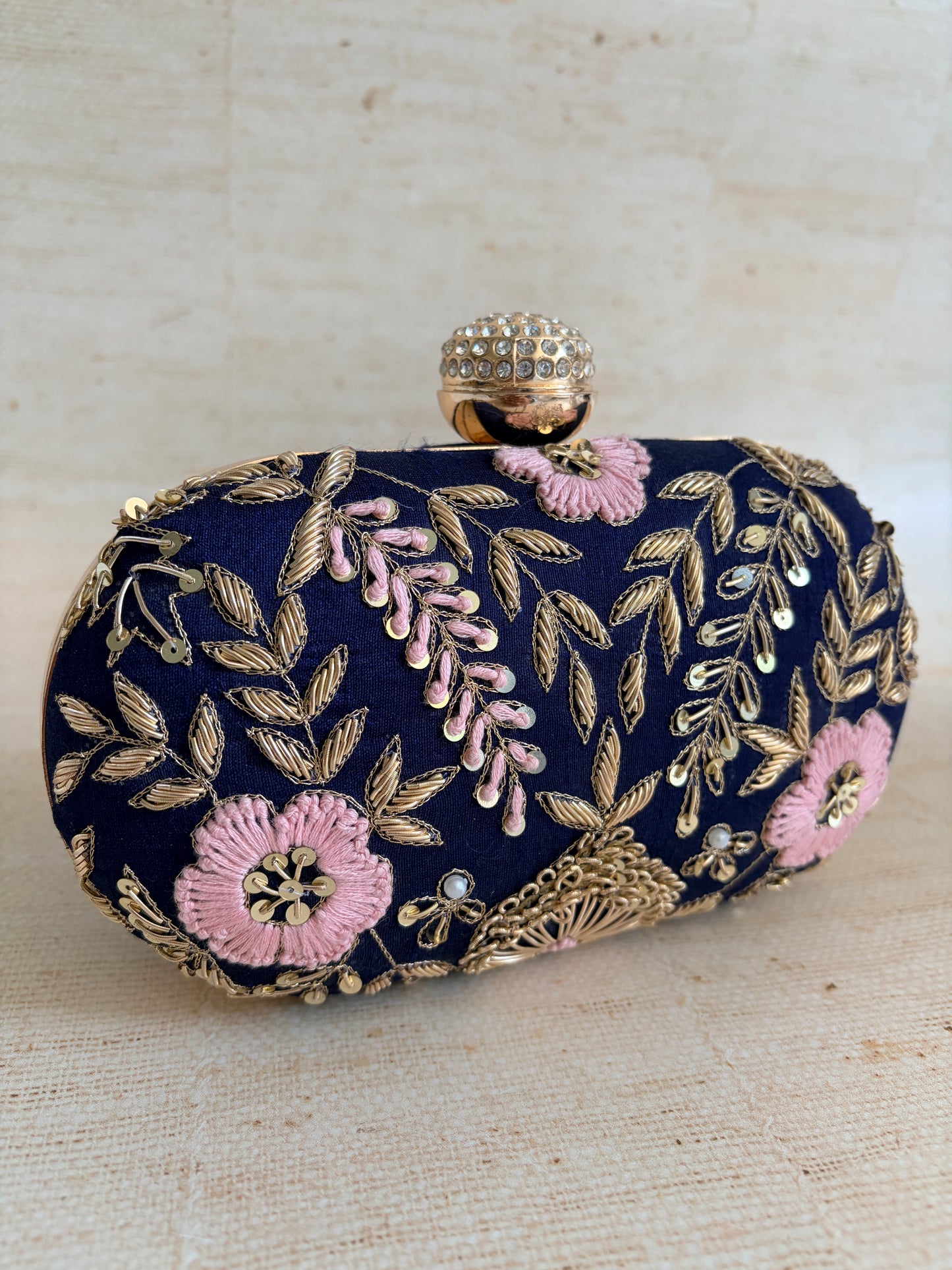 Valarie Oval Navy Clutch (ST1163)