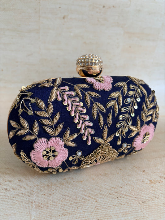 Valarie Oval Navy Clutch (ST1163)