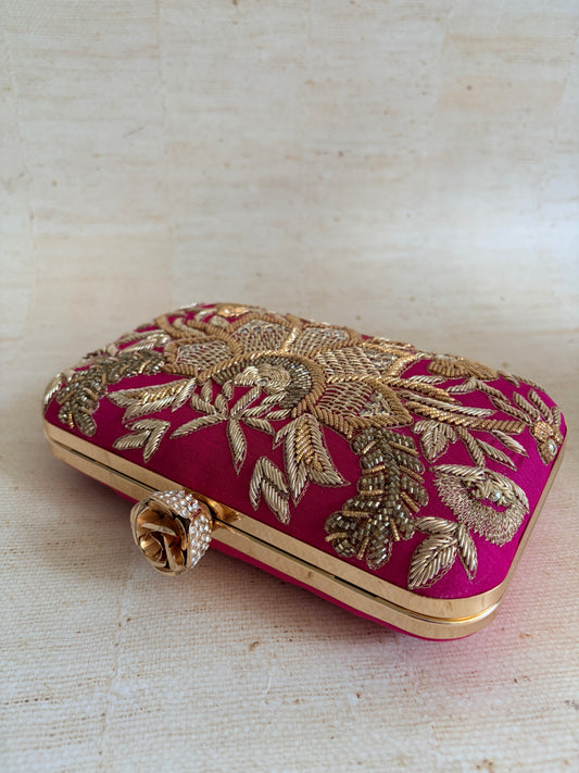 Tavleen Rectangular Hot Pink Clutch (ST1164)