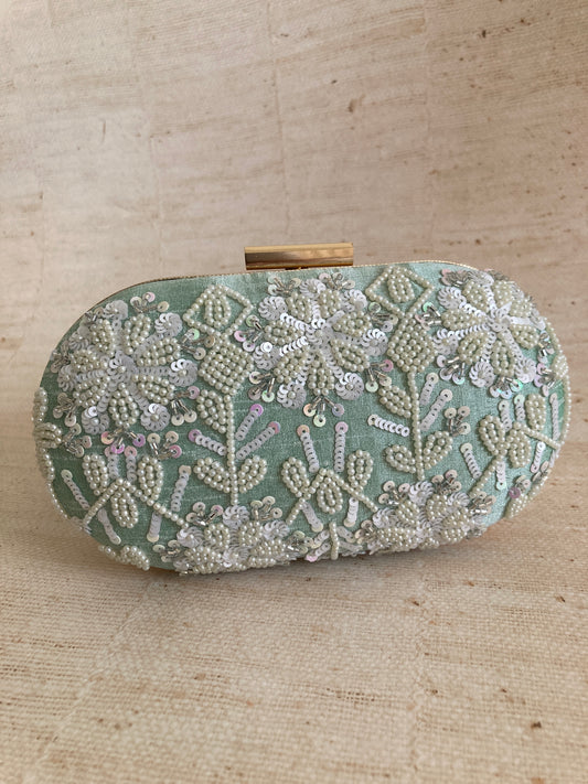 SALE Lilly Oval Mint Green Clutch (ST969)