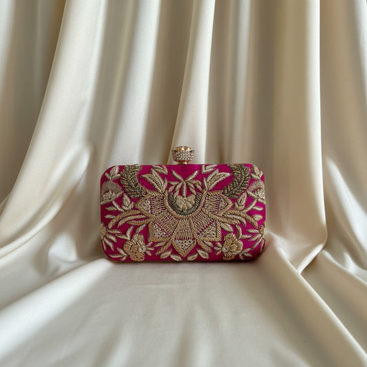 Tavleen Rectangular Hot Pink Clutch (ST1164)