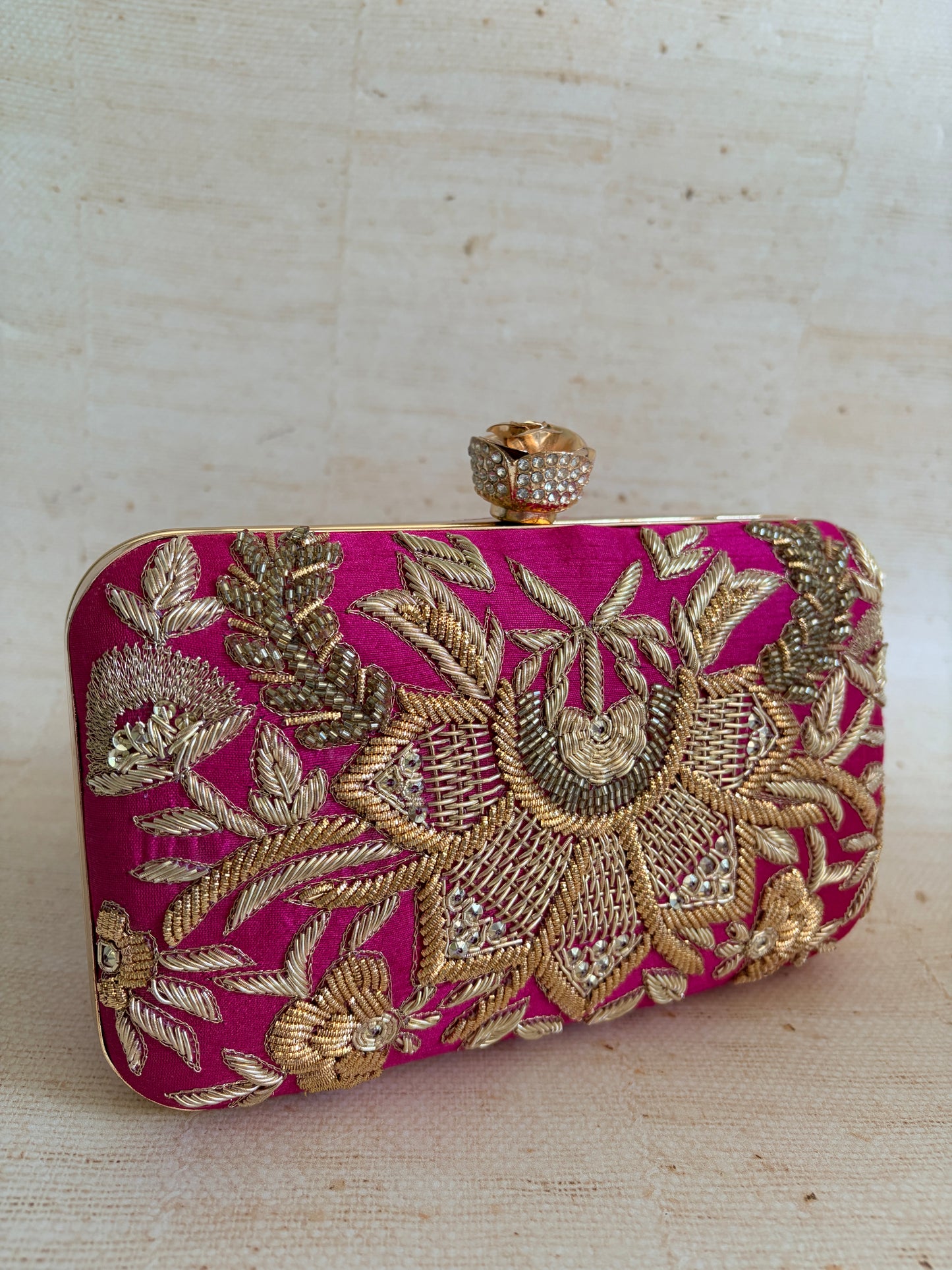 Tavleen Rectangular Hot Pink Clutch (ST1164)