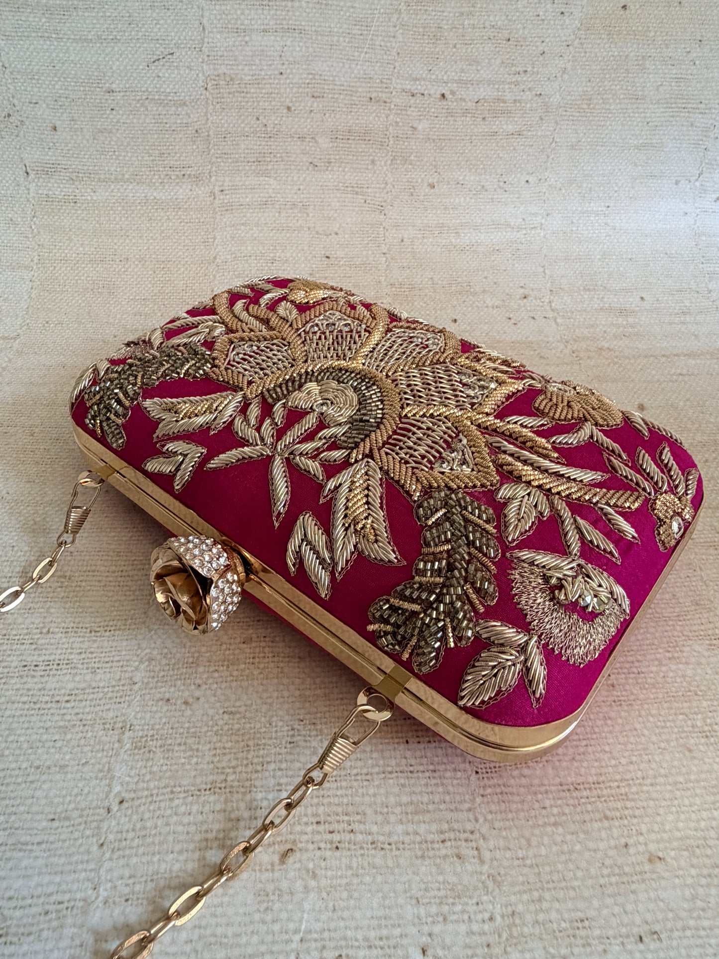 Tavleen Rectangular Hot Pink Clutch (ST1164)