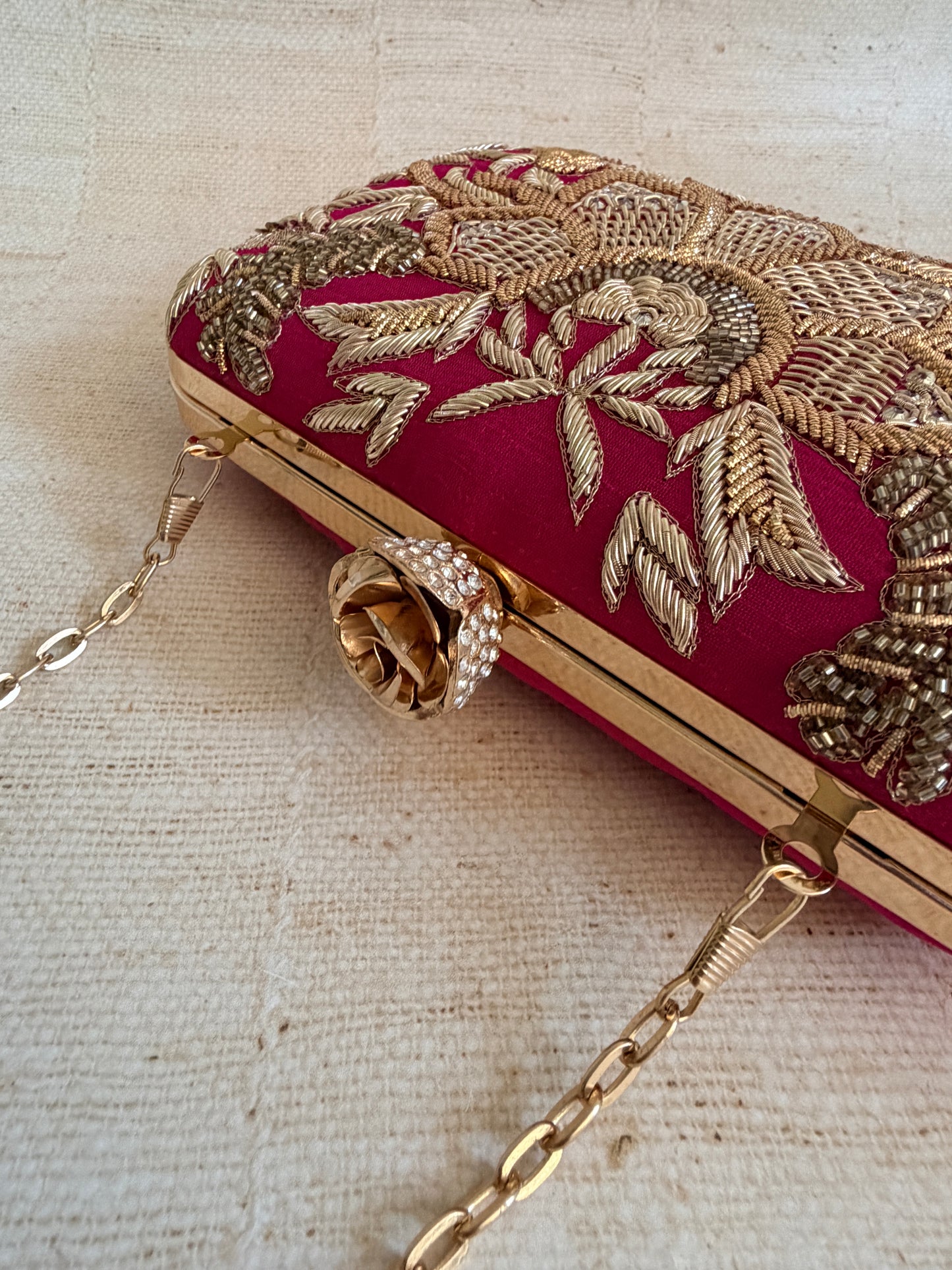 Tavleen Rectangular Hot Pink Clutch (ST1164)