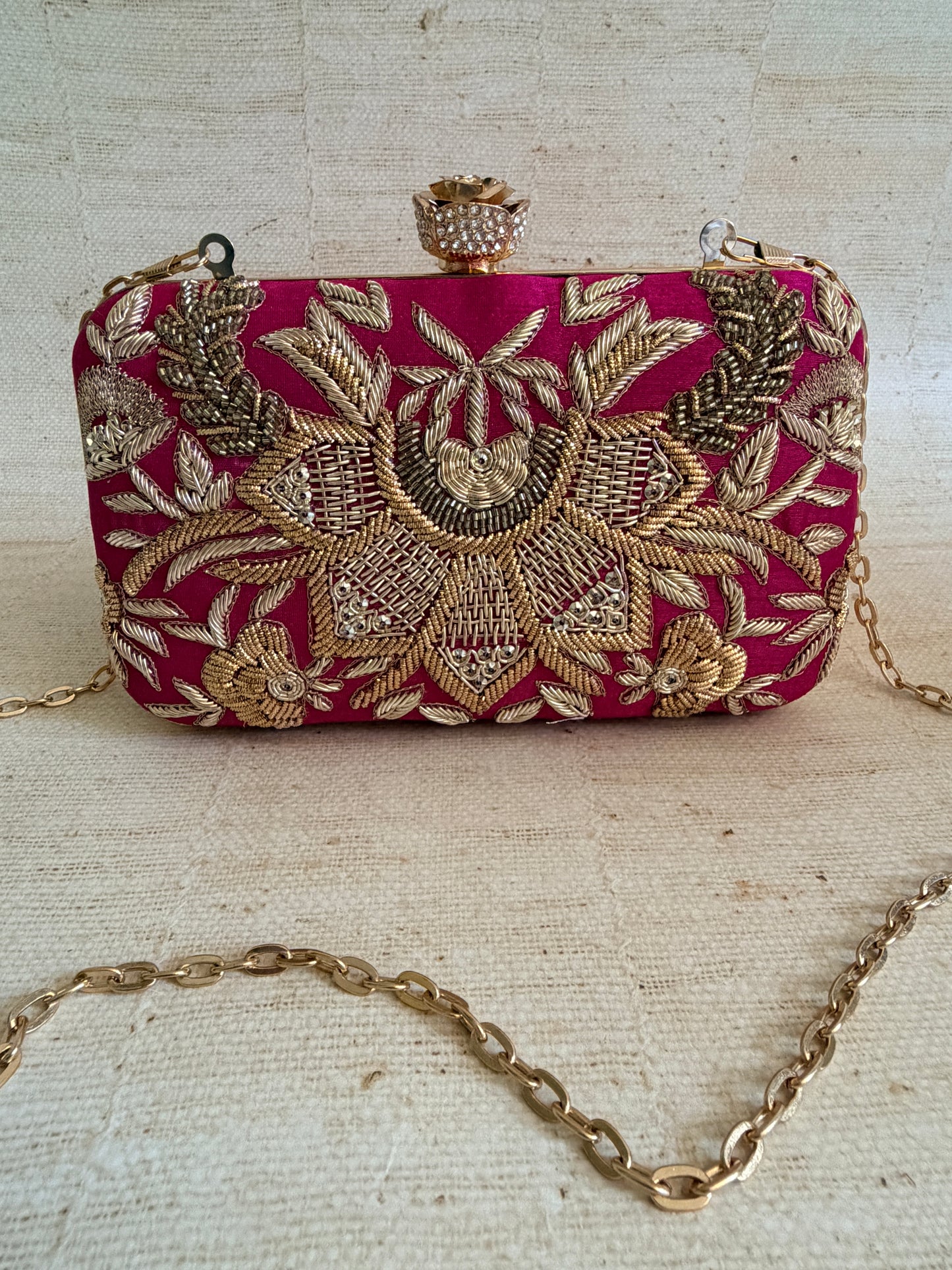 Tavleen Rectangular Hot Pink Clutch (ST1164)