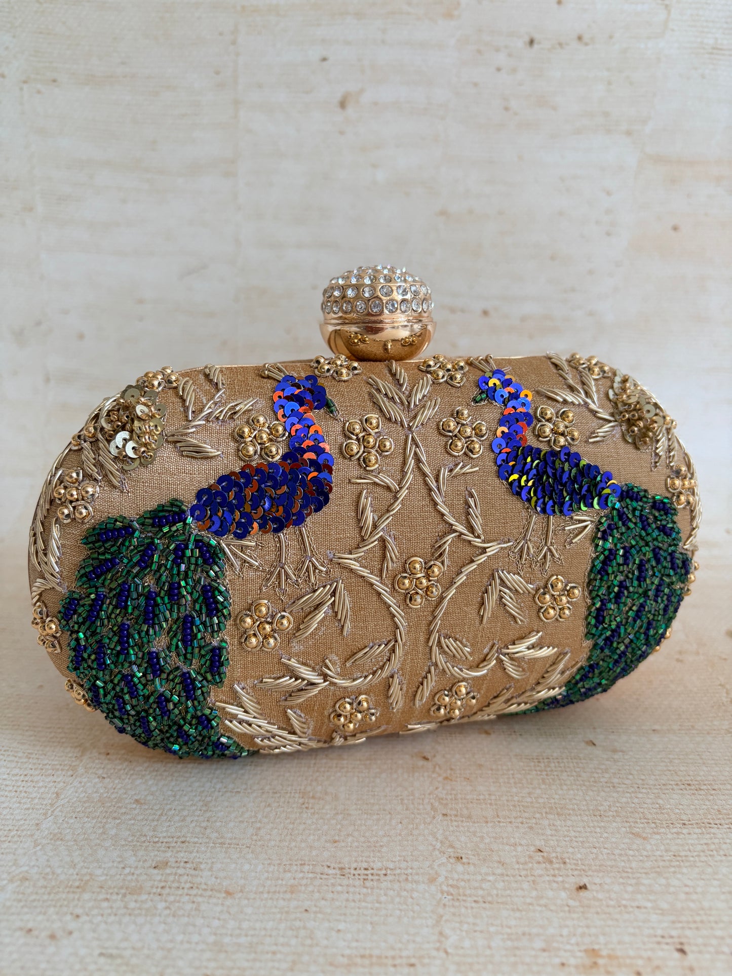 Peacock Oval Clutch (ST1163) (Gold)