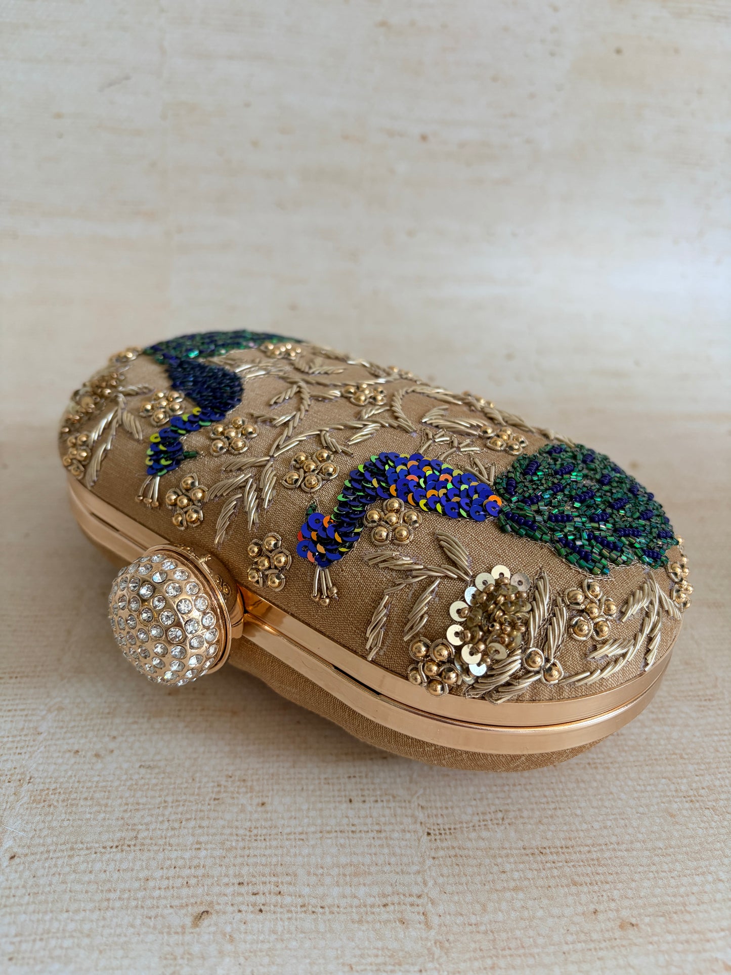 Peacock Oval Clutch (ST1163) (Gold)