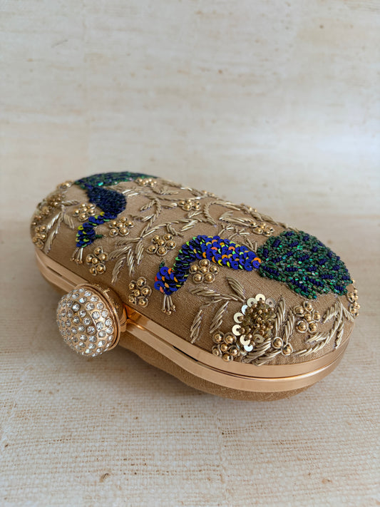 Peacock Oval Clutch (ST1163) (Gold)