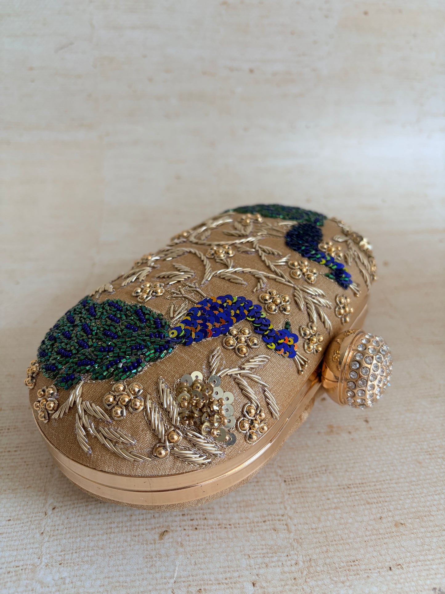 Peacock Oval Clutch (ST1163) (Gold)